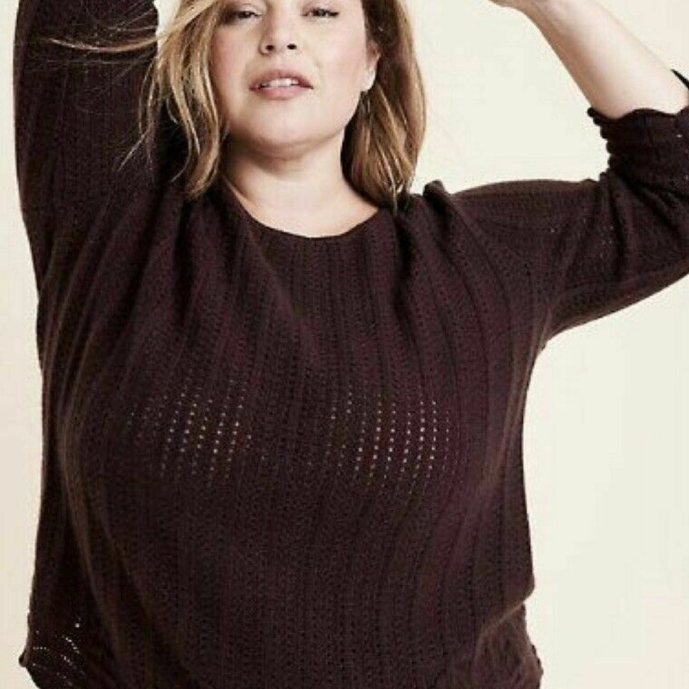 Ryllace Scallop Hem Open Weave Cashmere Sweater